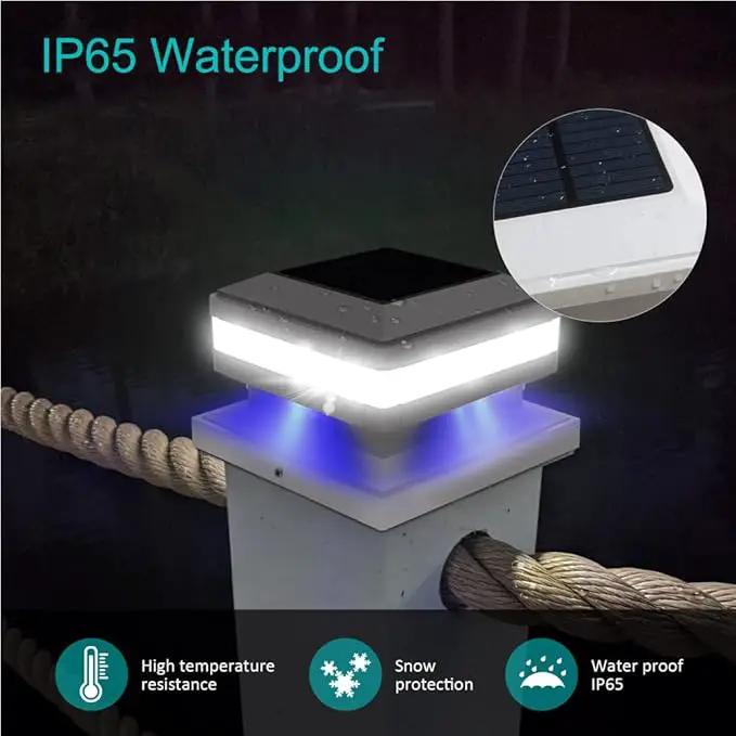 Sumaote Solar Post Cap Light, 52 LED 160LM 6x6 Solar Post Lights, IP65 Waterproof Outdoor for 4x4 5x5 6x6 Wooden Posts, 6000K White SMD Lighting for Deck Fence Garden Porch, White Shell, 4 Pack by GreenHaven Gardens
