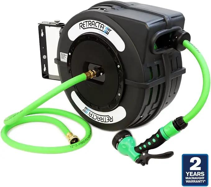 Macnaught C1 Series Retractable Garden Hose Reel, 40 Ft Water Hose Reel Heavy Duty Retractable Hose with Metal 180° Swivel Rotation Bracket for Wall Mount - Gray by GreenHaven Gardens