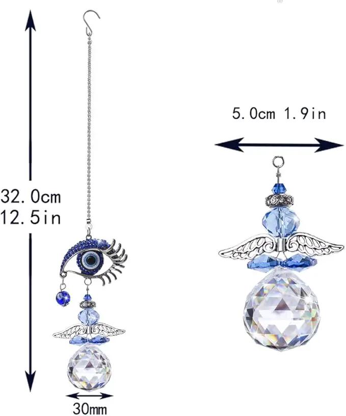 YU FENG Hanging Crystal Angel Suncatcher Blue Evil Eye Protection and Good Luck Charm Chandelier Lamps Pendant(12.5in) by GreenHaven Gardens