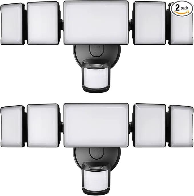 Olafus 100W Motion Sensor Outdoor Lights, 10000LM 2 Pack Motion Sensor Flood Light, Dusk to Dawn Outdoor Lighting, IP65 Waterproof Motion Detector Lights for Outside, Black by GreenHaven Gardens