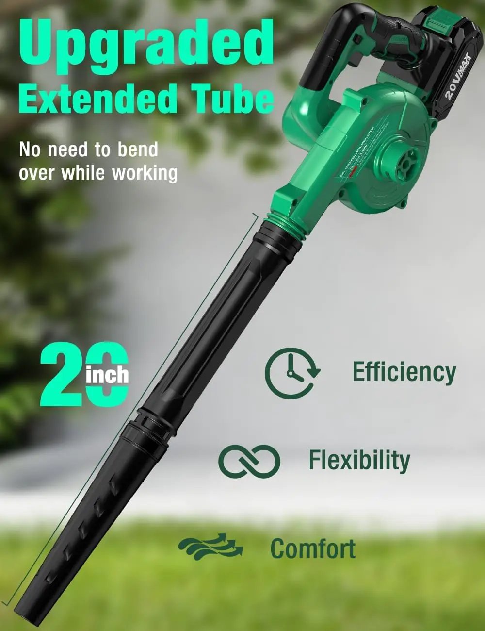 K I M O. Cordless Leaf Blower Vacuum Combo, 3 Nozzles&3 Modes for Inflation & Deflation, 20000RPM 150MPH Variable High Speed, 20Inch Extended Tube, 2 Pack 20V Battery Powered Leaf Blower for Lawn Care by GreenHaven Gardens