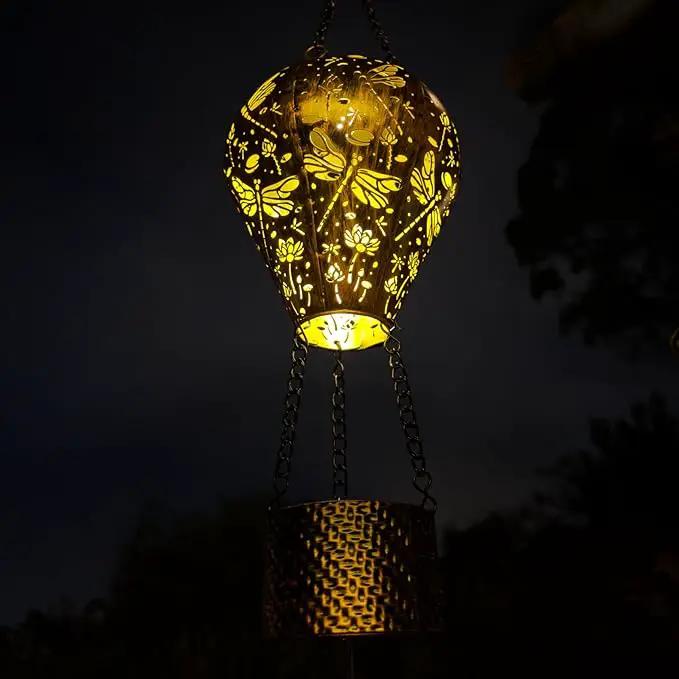 4-Pack Dragonfly Decor Hot Air Balloon Solar Lantern – Outdoor Decorative Hanging Light for Garden Yard Patio Porch Lawn and Pathway – Unique Housewarming, Birthday Gift for Women Mom Grandma by GreenHaven Gardens
