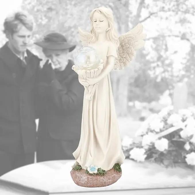 Angel Statue for Garden - 16.3 inches Guardian Solar Garden Statue, Gardening Gifts for Mom Grandma Lawn Ornaments Figurines for Outdoor Decor by GreenHaven Gardens