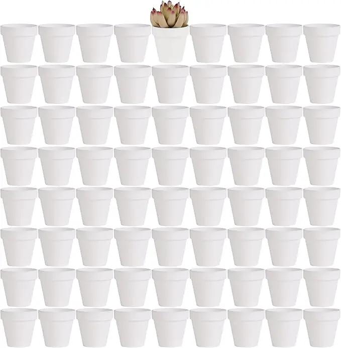 Yishang 72 pcs Small Mini White Clay Pots, 2.5'' Terracotta Pot Clay Ceramic Pottery Planter,Cactus Flower Terra Cotta Pots,Succulents Nursery Pots,with Drainage Hole,Great for Crafts,Wedding Favor by GreenHaven Gardens