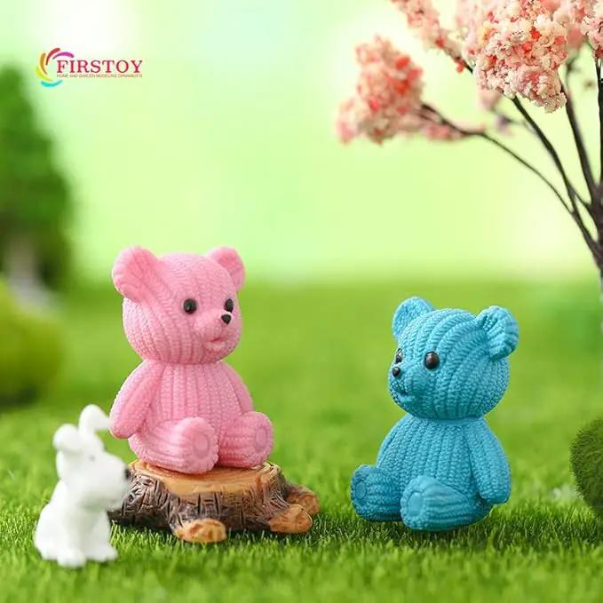 8Pcs Mini Resin Teddy Bear Figurines Cute Sweater Bears Desktop Ornaments Car Interior Decoration Garden FigurinesTiny Bear Statues Animals Sculpture Micro Landscape by GreenHaven Gardens
