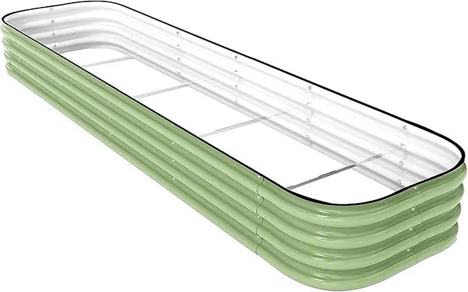 DaisyVibe Raised Garden Bed Kit, Planter Raised Garden Boxes Outdoor, Oval Large Metal Raised Garden Beds for Vegetables Flowers (Green, 8ftx2ftx1ft) by GreenHaven Gardens