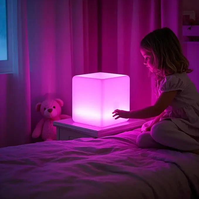 Mr.Go 12-inch Rechargeable Magic LED Light Cube Stool with Remote Control Fun Mood Lamp Soothing Night Light Decorative Lighting for Home Kids Bedside Bedroom Nightstand Nursery Pool Party by GreenHaven Gardens