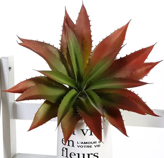 JUSTOYOU Large Artificial Succulents Aloe Plants Real Touch Fake Flowers Unpotted for Home Wedding Festival Arrangement (1, Green-Red) by GreenHaven Gardens