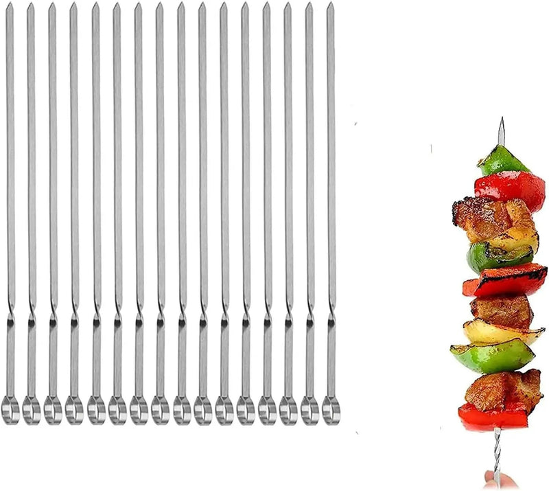 Metal Skewer for Grilling,Kabob Skewer,Flat BBQ Barbecue Skewer,Grilling Skewers Set,Reusable BBQ (10" skewer(16 pack)) by GreenHaven Gardens