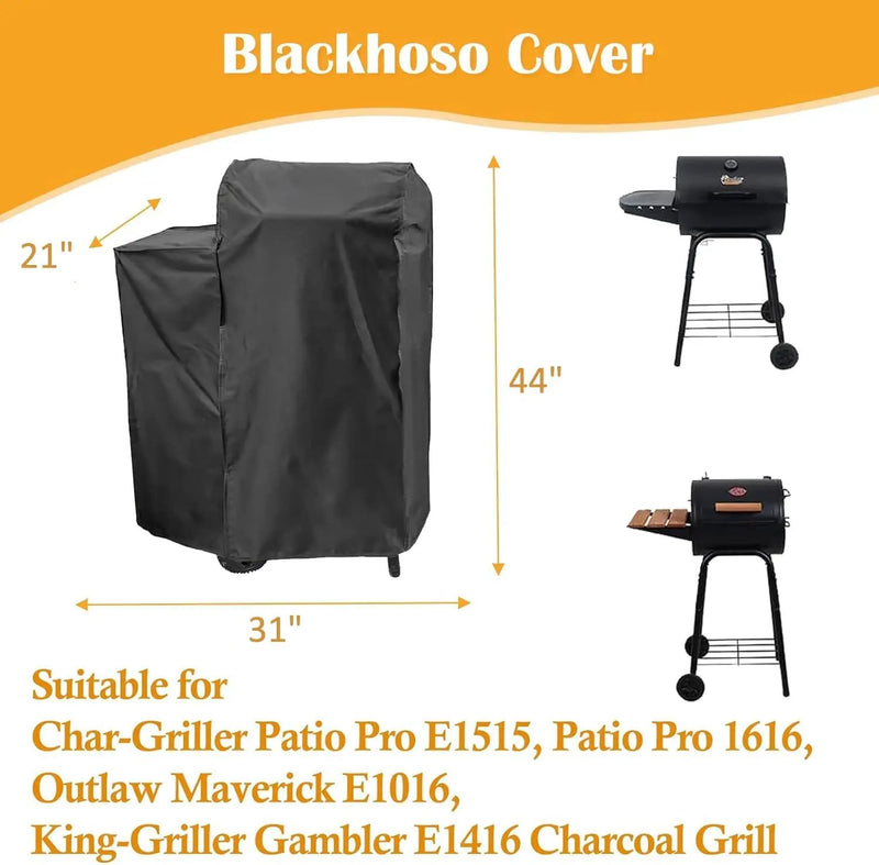 Grill Cover for Char-Griller E1515 Patio Pro Charcoal Grill, Patio Pro 1616, Outlaw Maverick E1016, The King-Griller Gambler E1416 Charcoal Grill, Heavy Duty Waterproof UV Resistant, BBQ Accessories by GreenHaven Gardens