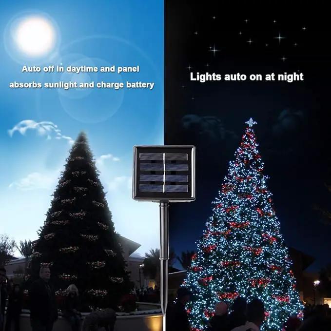 Toodour Solar Christmas Lights, 2 Packs Total 144ft 400 LED 8 Modes Solar String Lights, Waterproof Solar Outdoor Christmas Lights for Garden, Patio, Fence, Balcony, Christmas Tree Decor - White by GreenHaven Gardens