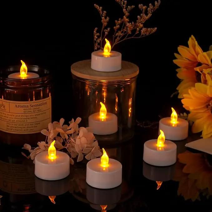 LED Tea Lights Flameless Candles: 12Pack Battery Operated Candle Realistic and Bright Flickering Holiday Gift Long Lasting 200Hours for Seasonal & Festival Celebration WarmYellow by GreenHaven Gardens