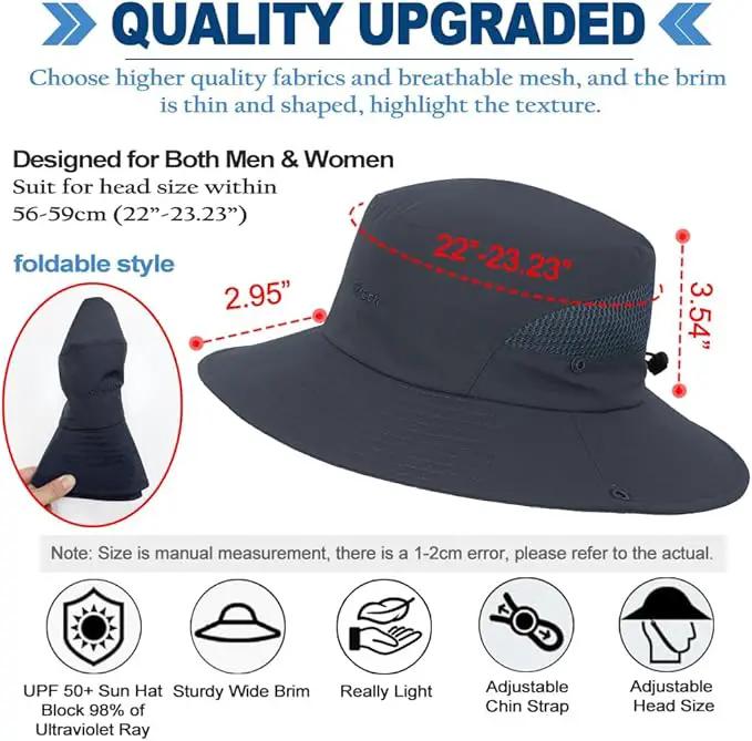 Fishing Hat, UPF50+ Wide Brim Sun Hat for Men Women, UV Protection Hiking Beach Bucket Hats Summer Safari Hat by GreenHaven Gardens