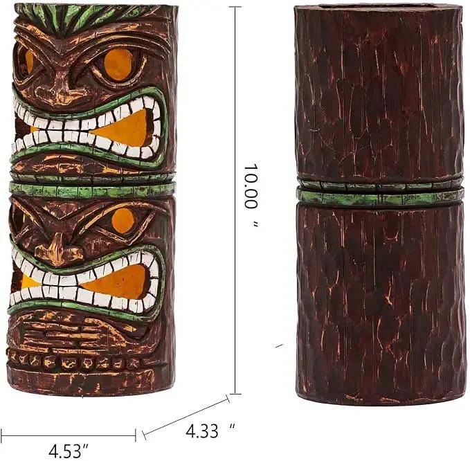 Solar Tiki Statue Outdoor Decor-Garden Large Tiki Statue-Solar Totem Pole Tiki Bar Decoration for Lawn Patio Yard,10 Inch Tall by GreenHaven Gardens