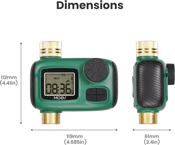 MOES Sprinkler Timer, Brass Inlet & Outlet, Programmable Automatic Irrigation Controller, Rain Delay, Manual Watering, 1 Zone Water Hose Timers for Gardens, Lawns, and Hose Systems by GreenHaven Gardens