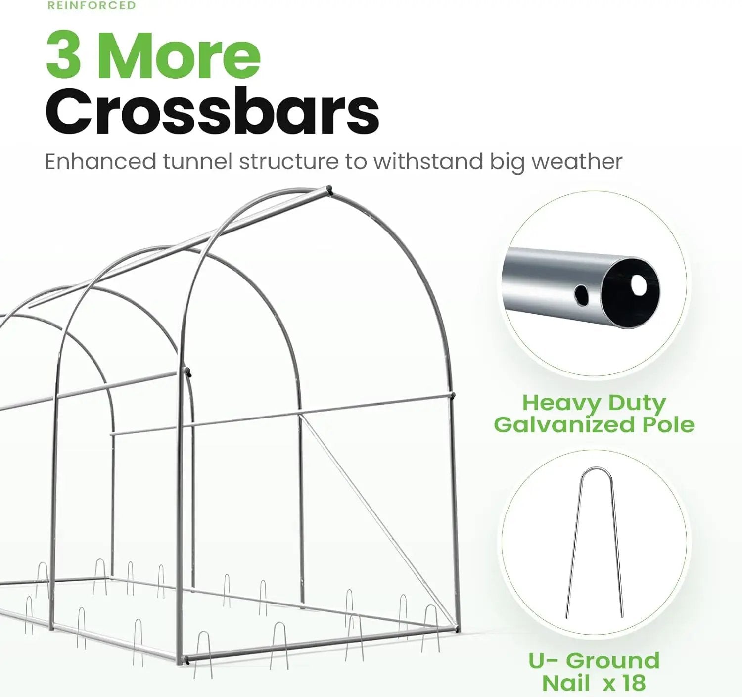 KING BIRD Premium 10x6.6x6.6FT Greenhouse for Outdoors, Large Walk-in Heavy Duty Galvanized Steel Frame, Mesh Door Screen Window Upgraded Zipper Tunnel Hoop for Garden Plant Winter, White by GreenHaven Gardens