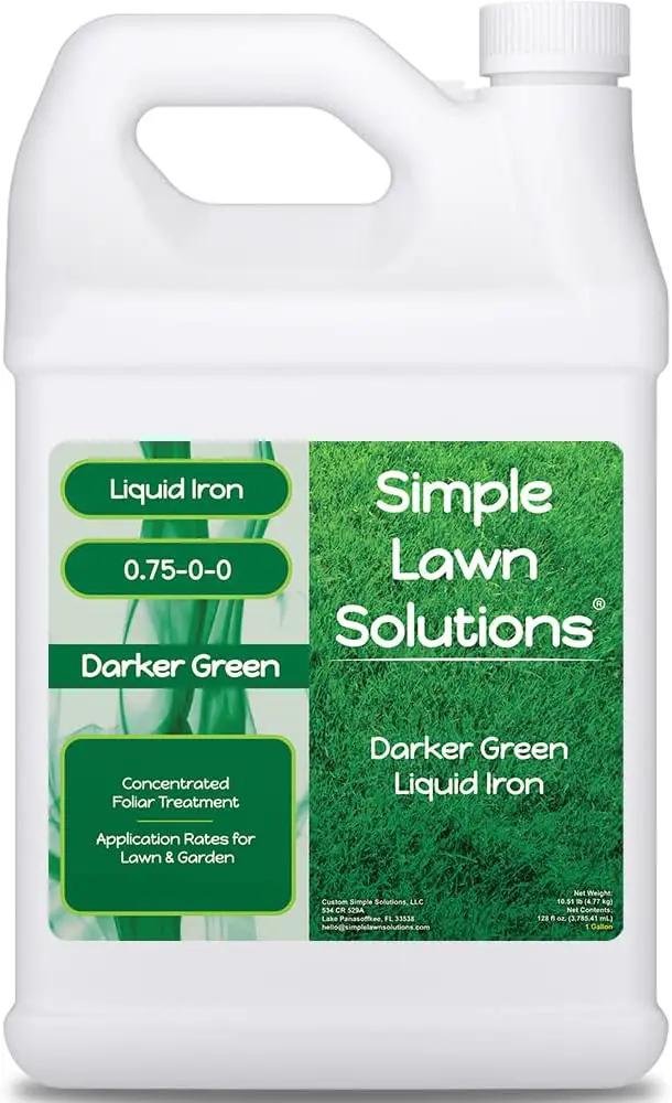 Simple Lawn Solutions - Liquid Iron Fertilizer Darker Green - Chelated Micronutrients - Concentrated Spray Booster for Turf Grass, Indoor Plants and Outdoor Garden (1 Gallon) by GreenHaven Gardens