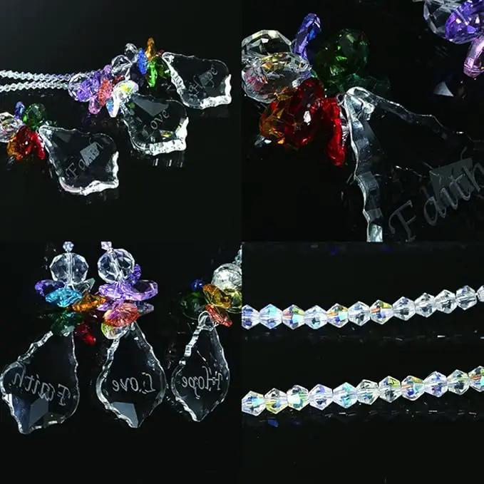 H&D HYALINE & DORA Glass Crystal Rainbow Angel Ornament Chakra Hanging Suncatcher Window Sun Catcher with Baroque Maple Leaf Pendant for Gift, Pack of 3 by GreenHaven Gardens