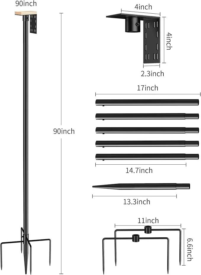 Bird Feeder Pole Stand – 90 Inch Height Feeding Station with 1-Inch Dia Heavy Duty for Hanging Feeders, Bird House Pole Mount Kit for Outdoor, Slip-Fit Connection by GreenHaven Gardens