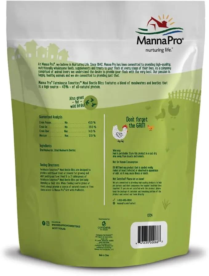 Manna Pro Farmhouse Favorites Beetle Bliss Poultry Treat – Blend of Mealworms and Beetles – All Natural Treat for Chickens, Ducks, Geese, Turkeys, & Guinea Fowl – 45% Protein – 2lb Bag by GreenHaven Gardens