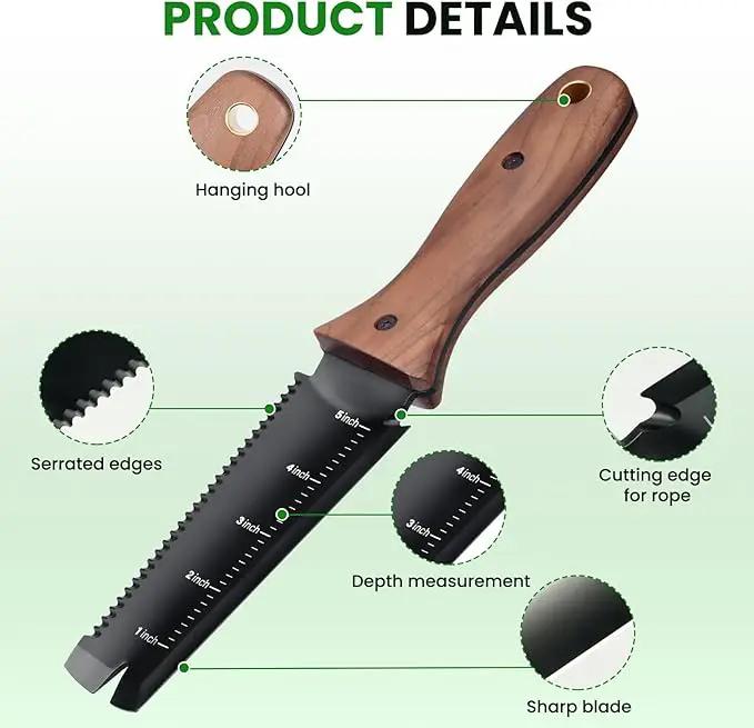 Hori Hori Garden Knife, Garden Tools with Sheath, 6" Stainless Steel Blade with Cutting Edge, Full-Tang Walnut Ergonomic Wood Handle with Hanging Hole, Weeding, Planting, Digging… by GreenHaven Gardens