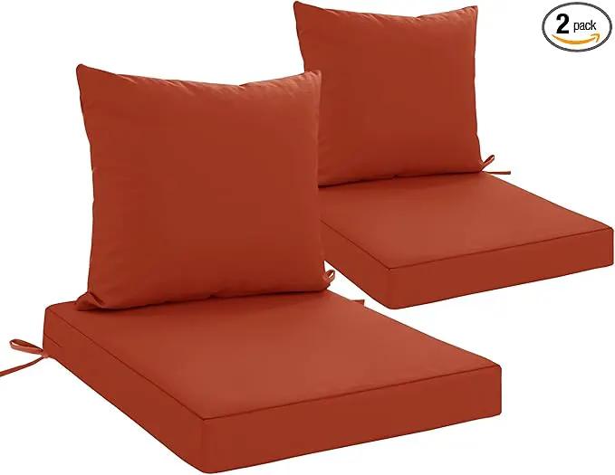 Outdoor Chair Cushions, Waterproof Outdoor Cushions for Patio Furniture w/Fade-Resistant, Removable & Machine-Washable Covers, 19x19 Inch, Ideal for Seat in Gardens/Porch – Set of 2, Rust by GreenHaven Gardens