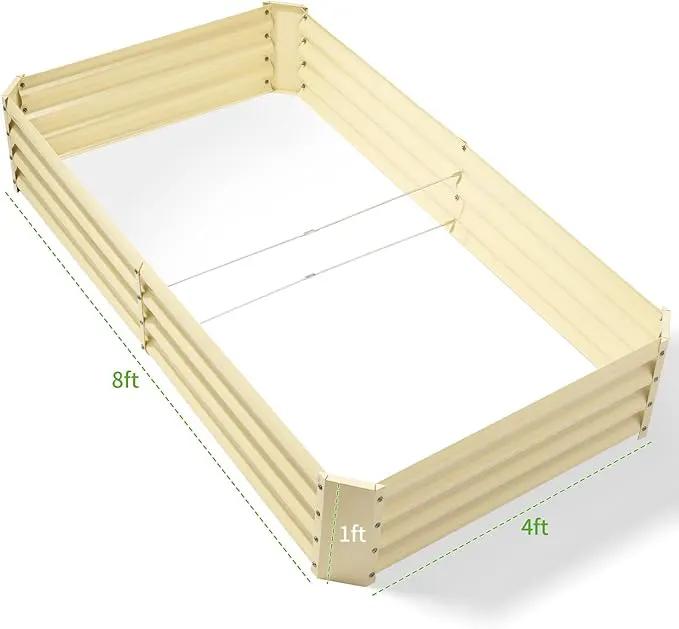 Land Guard 8×4×1ft Galvanized Metal Raised Garden Bed, Metal Planter Kit Box Outdoor for Deep-Rooted Vegetables, Flowers, Green and Herbs (Cream Yellow)… by GreenHaven Gardens