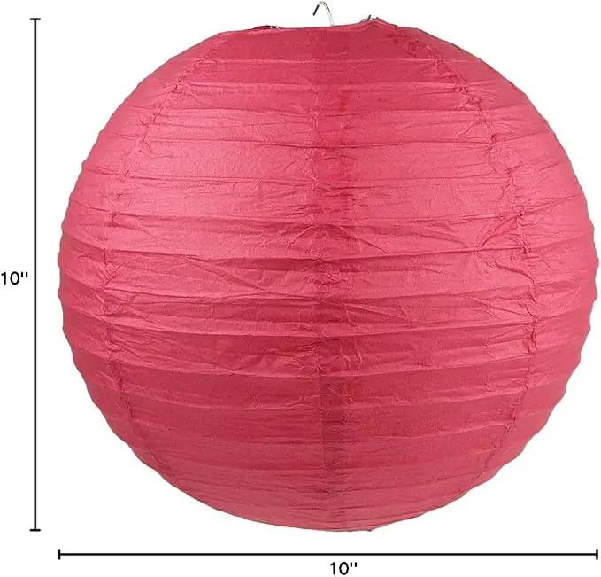 WYZworks - Round Paper Lanterns 10 Pack (Red, 10") - Hanging Paper Lanterns Lamp for Wedding, Birthday, Party and Home Decorations with 8", 10", 12", 14", 16" Option by GreenHaven Gardens