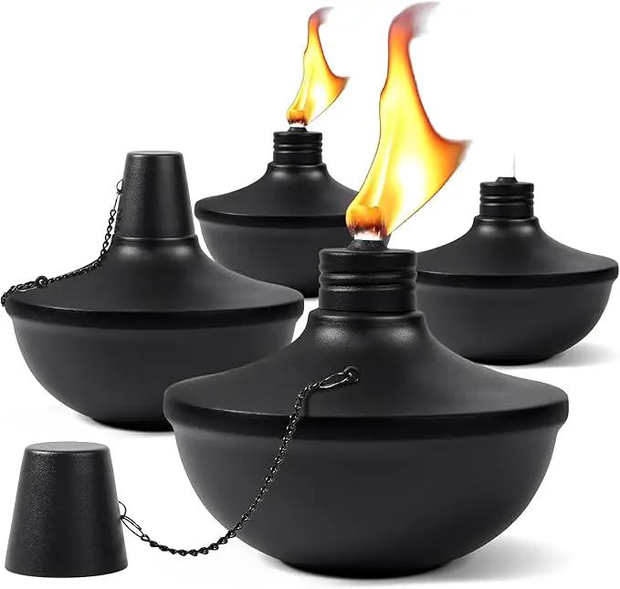 4-Pack Upgraded Tabletop Torches, 24 oz Citronella Torch Lights, Refillable Torch with Wicks, Covers, and Funnel Included - Ideal for Garden, Patio, Deck, Yard, Party, Landscape by GreenHaven Gardens