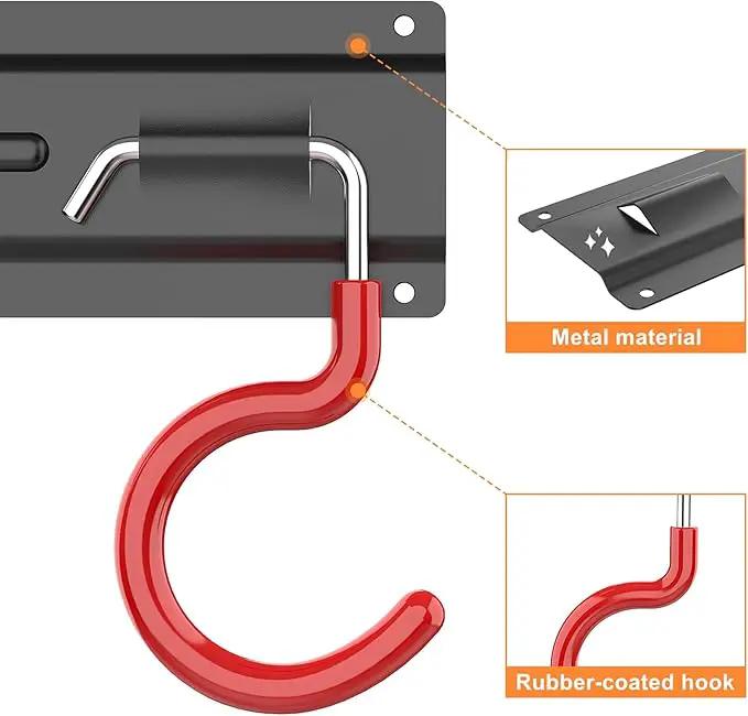 TORACK Metal Wall-Mounted Garden Tool Organizer for Garage, Mop and Broom Holder, Yard Tool Storage Rack for Rakes, Shovels, Mops, Brooms (4 Rails, 16 Hooks) by GreenHaven Gardens