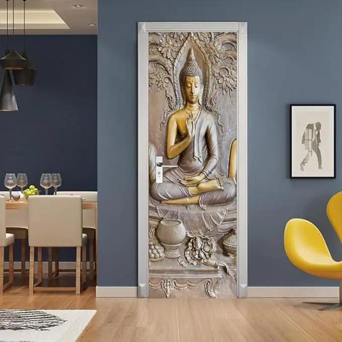3D Door Stickers Murals Peel and Stick - Buddha Statue - Door Wallpaper Self-Adhesive Door Decals Removable PVC Waterproof Door Poster for Bedroom Living Room Door 37.4" x 78.7" by GreenHaven Gardens