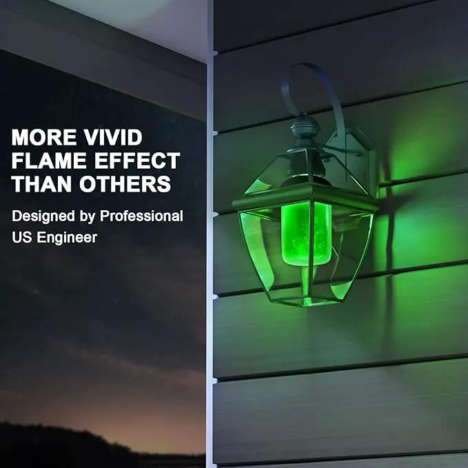 Hompavo 【Upgraded】 LED Flame Light Bulbs, Green Flickering Light Bulbs with Upside Down Effect, E26 Flame Bulb for Home Halloween St. Patrick's Day Christmas Decorations Indoor & Outdoor, 2 Pack by GreenHaven Gardens