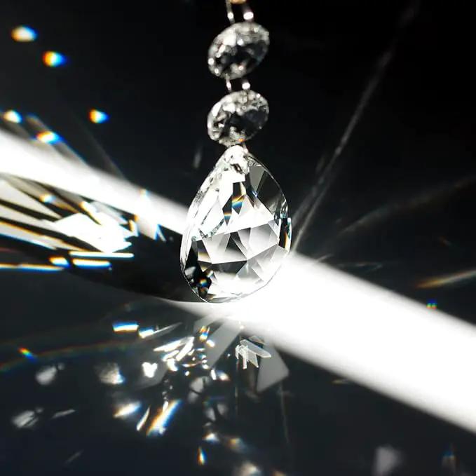1ft 8pcs Teardrop Crystals Garland, Hanging Chandelier Crystals Prism Beads Chain for Wedding Home Decoration Clear GOLDENHAITAI by GreenHaven Gardens