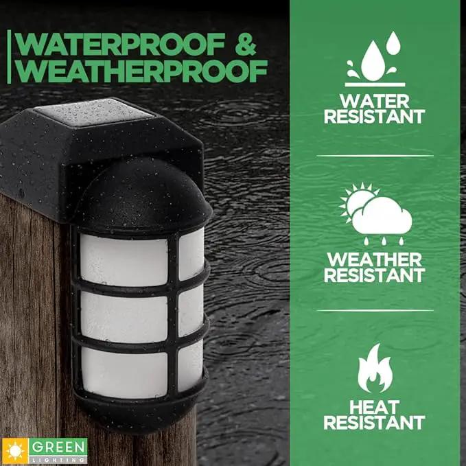 GreenLighting Marina Solar Post Cap Lights Fits 4x4 Nominal Wood Outdoor Solar Powered Post Cap Light, Fence Post, Landscaping, Deck, Garden- Bright LED, Waterproof Nautical Lighting Black 8 Pack by GreenHaven Gardens