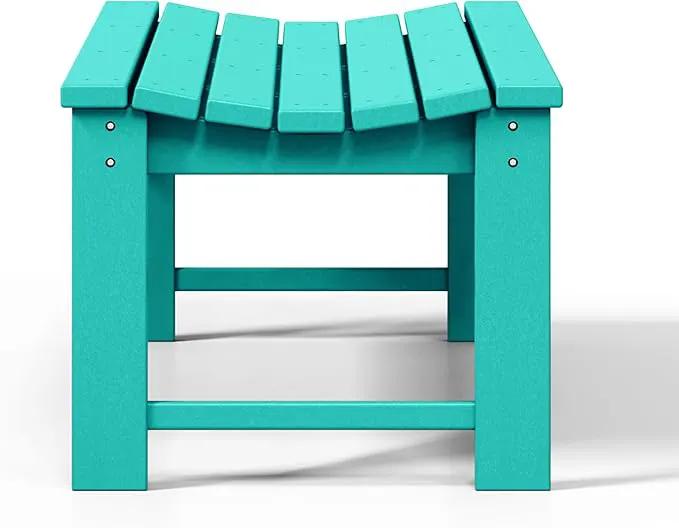 WestinTrends Malibu Outdoor Bench, All Weather Resistant Poly Lumber Backless Patio Garden Bench, Adirondack Curved Bench Seat for Comfort, Turquoise by GreenHaven Gardens