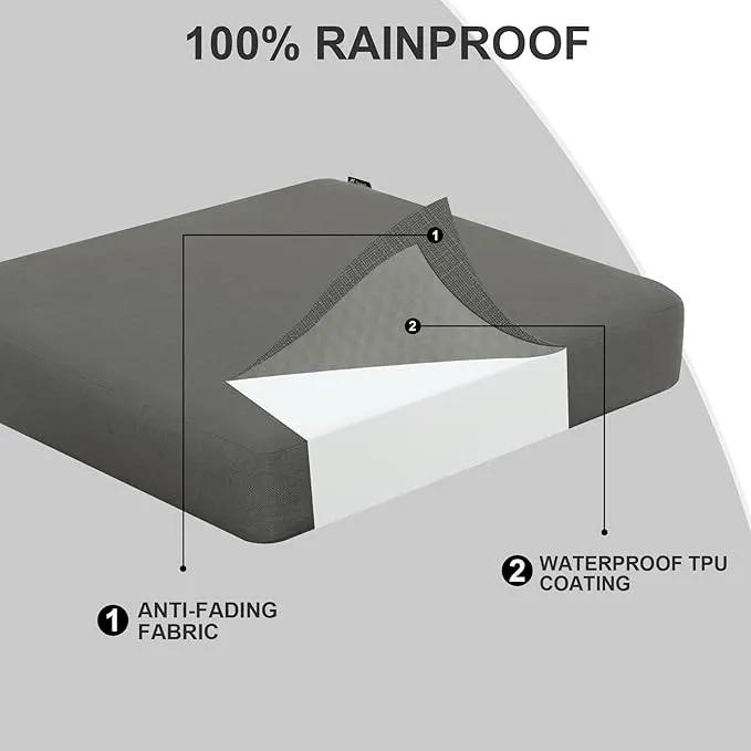Favoyard Outdoor Chair Cushion 18.5 x 16 x 3 Inch Rainproof & 3-Year Fade Resistant Patio Furniture Cushions with Removable Cover and Adjustable Ties for Garden Sofa Couch Pads Set of 2, Dark Gray by GreenHaven Gardens