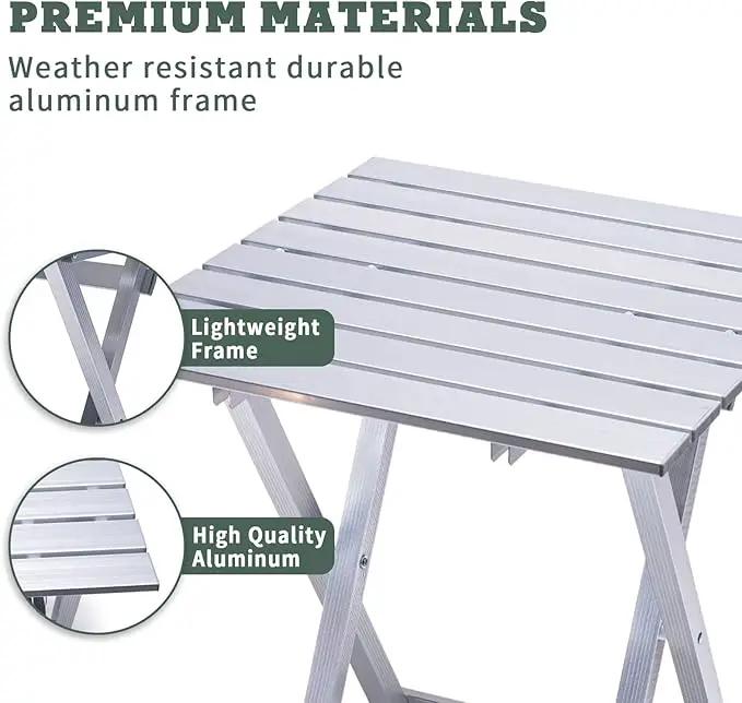 SUNNYFEEL Folding Camping Table - Lightweight Aluminum Portable Picnic Table, 18.5x18.5x24.5 Inch for Cooking, Beach, Hiking, Travel, Fishing, BBQ, Indoor Outdoor Small Foldable Camp Tables by GreenHaven Gardens