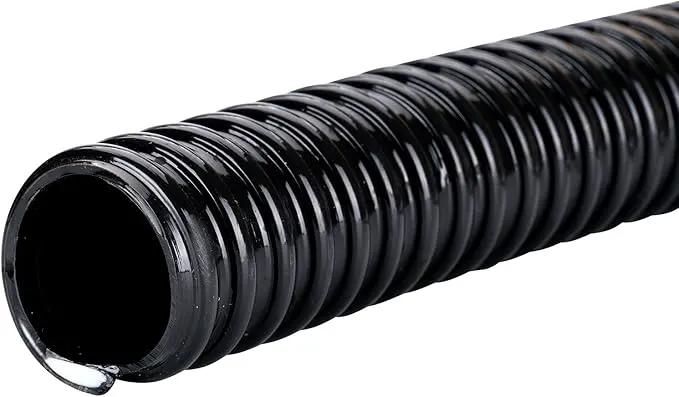 Pond Hose ID 1/2” × 10ft Black Corrugated Flexible Reinforced PVC Hose Vinyl Tubing for Pond Pump Fountain Garden Waterfall, Non-toxic & Kinkproof, with 2 clamps by GreenHaven Gardens