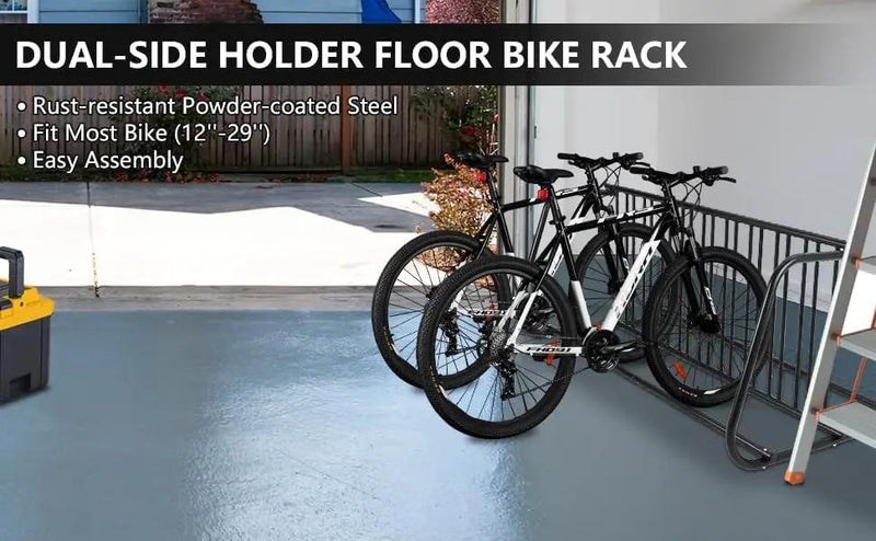 10-Bike Commercial Floor Rack, Heavy Duty Powder-Coated Steel Grid Organizer, Freestanding Double-Sided Storage for Garages/Storefronts/Schools by GreenHaven Gardens
