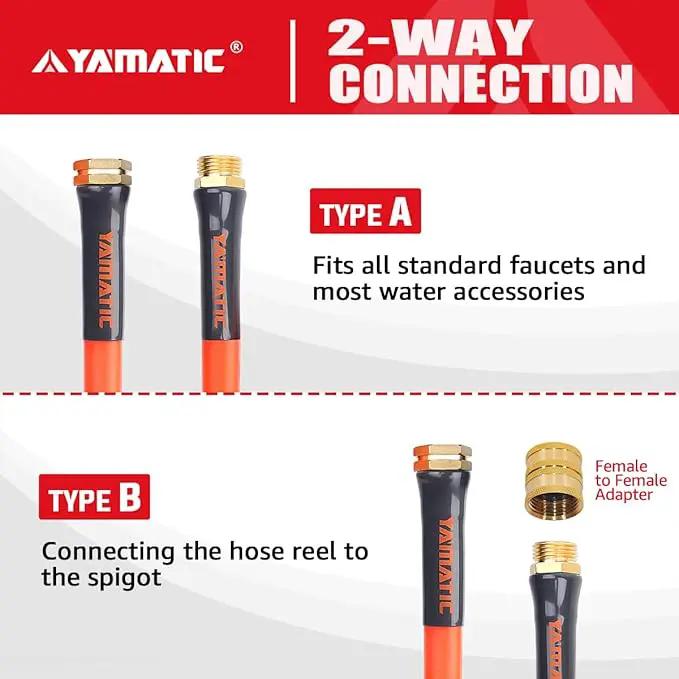 YAMATIC Female to Female Short Garden Hose 5/8 in x 3 ft, 2 in 1 Dual Use Heavy Duty Leader Hose with Solid Brass Connector, All-Weather Water Hose, Burst 600 PSI by GreenHaven Gardens