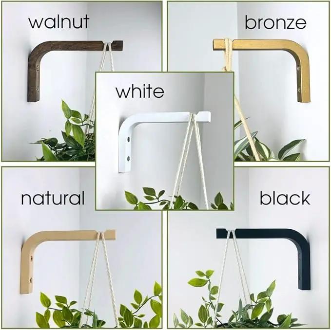 2-Piece Set of Plant Hooks for Wall 6 Inch - Mounted Wooden Plant Hook - Indoor and Outdoor Bracket Plant Hanger for Planters, Lanterns, Bird Feeders, Patio Decorations (Bronze) by GreenHaven Gardens