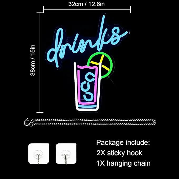 WLHOPE Drinks Neon Signs Cool Drink Cup LED Neon Lights for Wall Decor, USB Cocktail Art Wall Lights for Home Bar Club Hotel Restaurant Cafes Shops Wedding Birthday Party by GreenHaven Gardens