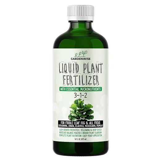3-1-2 Liquid Fertilizer Concentrate with Micronutrients - Optimal Fiddle Leaf Fig Plant Food, Ideal for Ficus Lyrata & Fig Trees, Gold Leaf Enhanced Indoor Plant Fertilizer (16 OZ) by GreenHaven Gardens