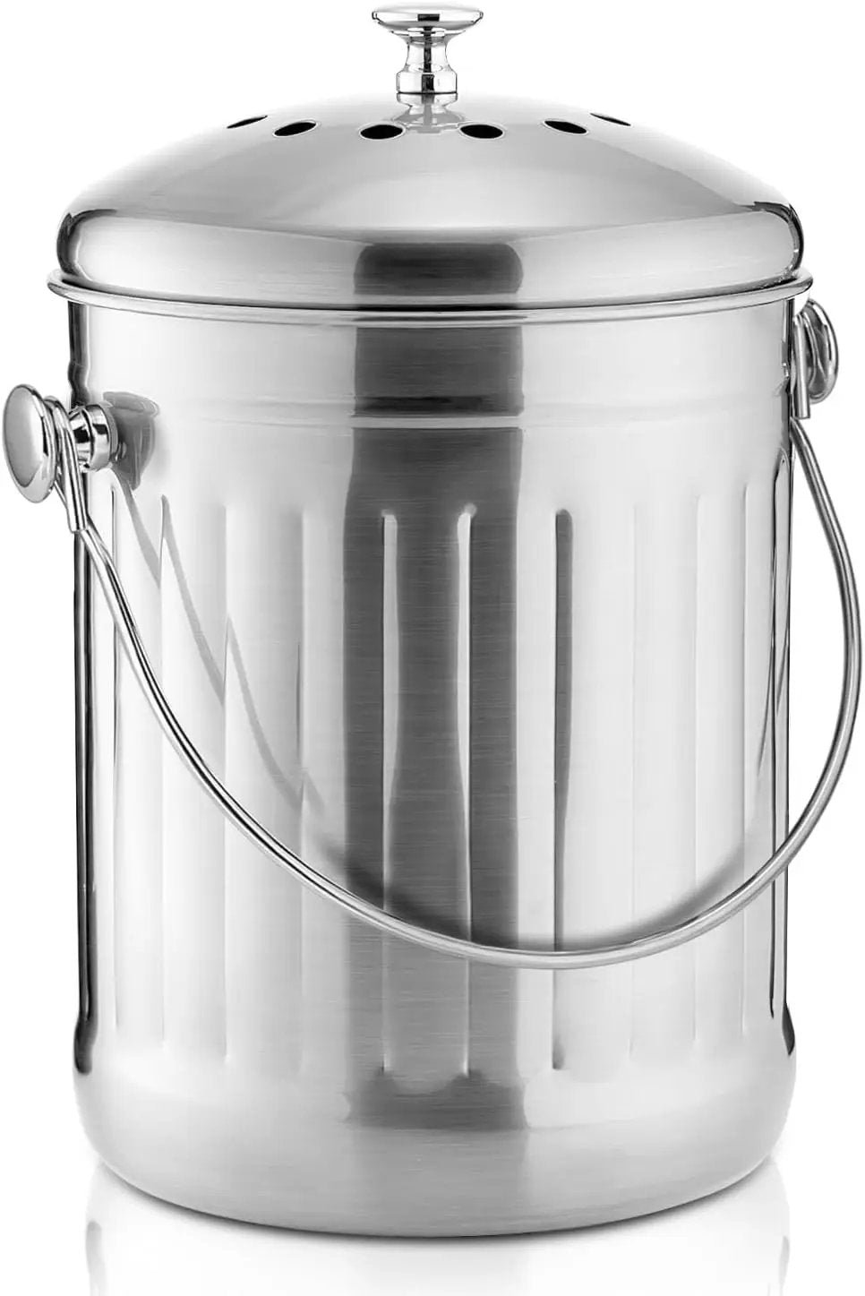 ENLOY Compost Bin for Kitchen Countertop, 1.3 Gallon Stainless Steel Indoor Compost Bucket for Kitchen Countertop Odorless Compost Pail for Kitchen Food Waste with Carrying Handle Easy to Clean by GreenHaven Gardens