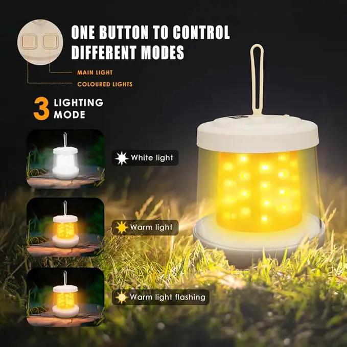 UniqueFire Portable 2-in-1 Camping Lantern & String Lights, Rechargeable LED Tent Lantern with RGB String Lights for Camping, Party, Garden & Yard Outdoor Decoration by GreenHaven Gardens