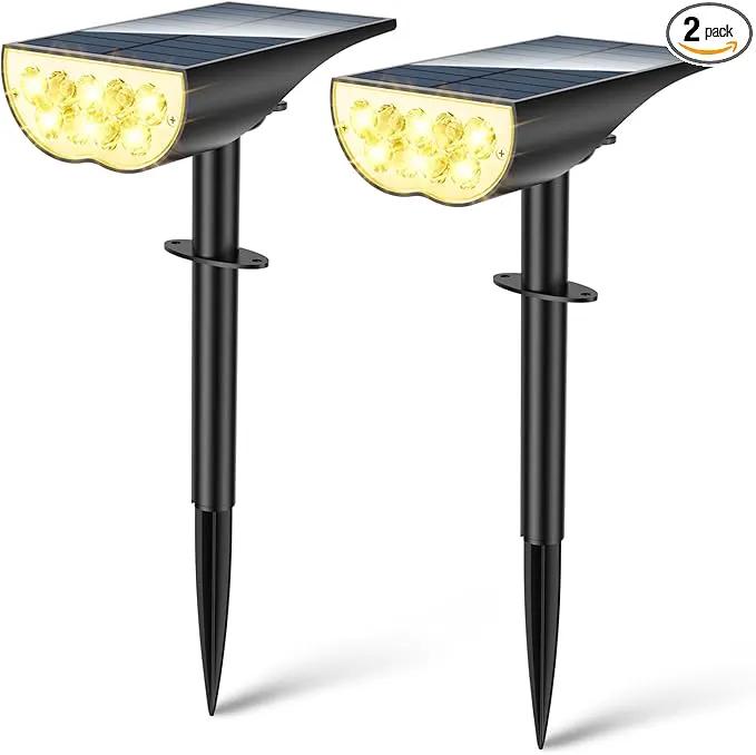 BAXIA TECHNOLOGY Solar Spotlights Outdoor Waterproof, 3 Lighting Modes Spot Lights, Dusk to Dawn Solar Powered Outdoor Lights for Yard Pathway Driveway Landscape, Warm White, 2 Pack by GreenHaven Gardens