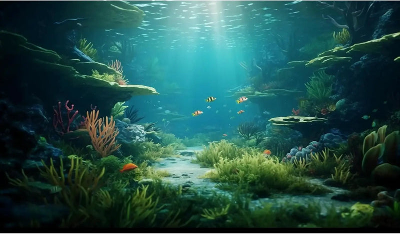 Ocean Floor Fish Tank Background Under The Sea Coral Reef Aquarium Background Underwater Aquatic Plants Corals Rock Cave Terrarium Backgrounds Tropical Fish Ocean Aquarium Backgrounds Decors 24x16in by GreenHaven Gardens