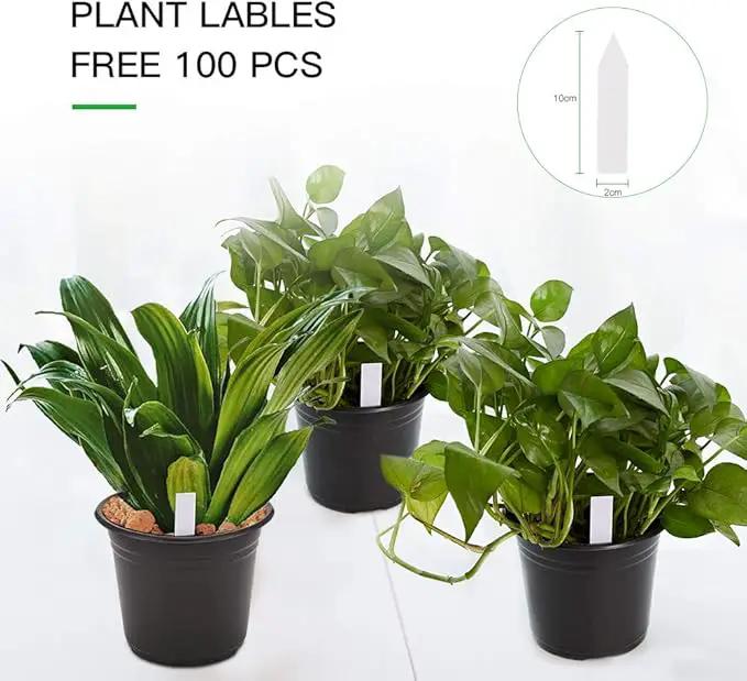 JERIA 100-Pack 0.5 Gallon Plant Nursery Pots, Plastic Pots for Flower Seedling, Flower Plant Container Seed Starting Pot, Come with 100 Pcs Plant Labels(Black) by GreenHaven Gardens