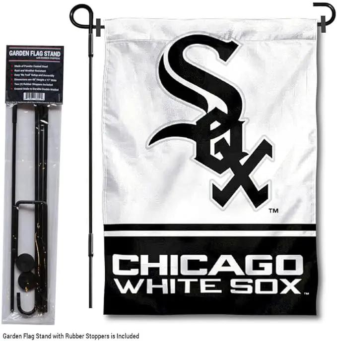 WinCraft Chicago White Sox Garden Flag with Stand Holder by GreenHaven Gardens