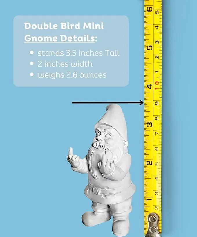 Gnometastic Gnude Mini Gnomes - Double Bird Unpainted Gnome Statue, 3.5in Tall - DIY Paint Your Own Gnome - Polyresin Indoor/Outdoor Funny Garden Gnomes to Paint for Adults by GreenHaven Gardens